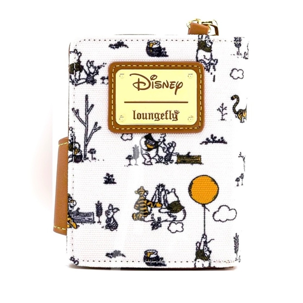Disney Loungefly Winnie the Pooh Canvas Line Drawing Wristlet Wallet NWT
